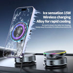 2025 New K3 Wireless Charger Car Phone Holder Colorful Light Vacuum Suction Cup Charging Can 360° Rotate Foldable Phone Holder