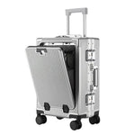 Front Opening Large Capacity Rolling Luggage Case Aluminum Frame ABS+PC Trolley Case Suitcase USB Charging Boarding Case
