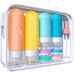 17PCS Leakproof Travel Bottles Set, Silicone Toiletry Containers for Shampoo Lotion Soap, TSA Approved with Storage Bag-Liu