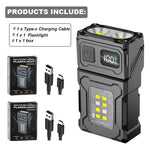2/1Pcs Portable Flashlight Super Bright MINI USB Rechargeable LED Tail Magnettorch with COB Emergency Light for Camping Hiking