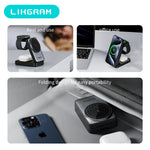 Magnetic 3-In-1 Wireless Charger Nightlight Foldable Magsafe for Iphone 12-17 Apple Watch Airpods (Not for Airpods 2) W91