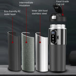 12V/24V 500ML Electric Heating Cup Kettle 304Stainless Steel Water Heater Bottle Auto Shut off Fast Boiling Cup for Travel Car