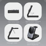 Magnetic 3-In-1 Wireless Charger Nightlight Foldable Magsafe for Iphone 12-17 Apple Watch Airpods (Not for Airpods 2) W91