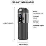 12V/24V 500ML Electric Heating Cup Kettle 304Stainless Steel Water Heater Bottle Auto Shut off Fast Boiling Cup for Travel Car