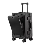 Front Opening Large Capacity Rolling Luggage Case Aluminum Frame ABS+PC Trolley Case Suitcase USB Charging Boarding Case