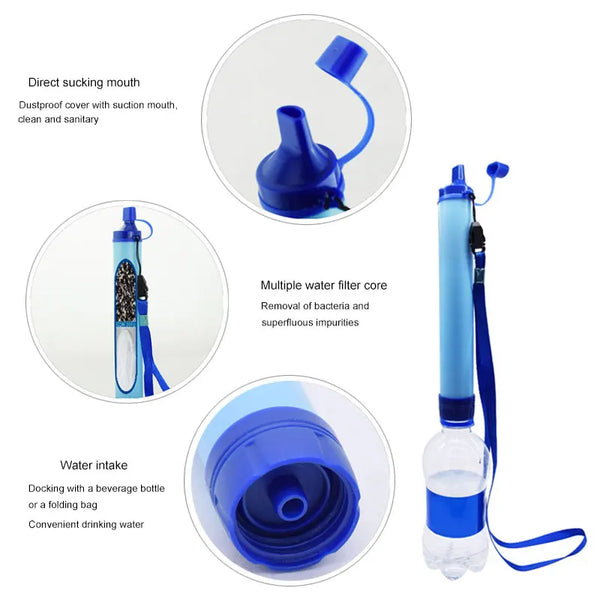 Outdoor Mini Water Filter Straw Camping Purification Portable Hiking Water Purifier for Survival or Emergency Supplies
