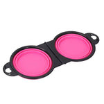 2 in 1 Expandable Silicone Collapsible Dog Bowls Portable Travel Pet Water and Food Dish Foldable Pet Food Water Double Bowl