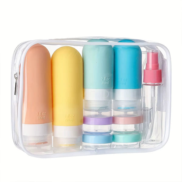 17PCS Leakproof Travel Bottles Set, Silicone Toiletry Containers for Shampoo Lotion Soap, TSA Approved with Storage Bag-Liu