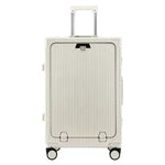 Front Opening Large Capacity Rolling Luggage Case Aluminum Frame ABS+PC Trolley Case Suitcase USB Charging Boarding Case