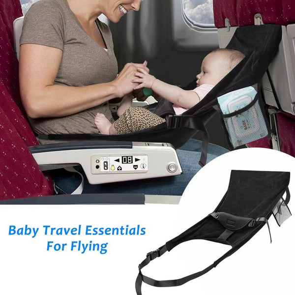 Toddler Airplane Bed Portable Travel Footrest Airplane Seat Extender with Side Pocket Comfortable Kids Travel Plane Bed Hammock