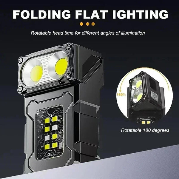 2/1Pcs Portable Flashlight Super Bright MINI USB Rechargeable LED Tail Magnettorch with COB Emergency Light for Camping Hiking