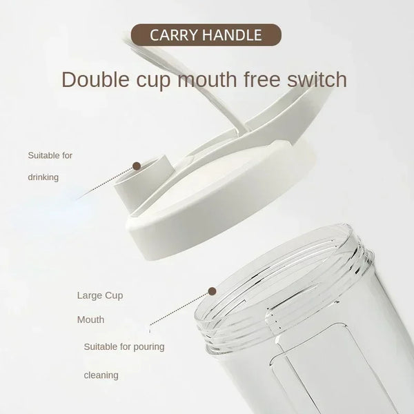 Portable Electric Protein Shaker Bottle USB Rechargeable Blender Multipurpose 450Ml Mixer Cups for Fitness Workout