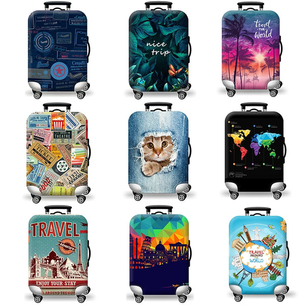 Thick Elastic World Map Luggage Protective Cover Zipper Suit for 18-32 Inch Bag Suitcase Covers Trolley Cover Travel Accessories