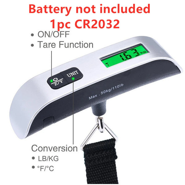 Portable Scale Digital LCD Display 110Lb/50Kg Electronic Luggage Hanging Suitcase Travel Weighs Baggage Bag Weight Balance Tools