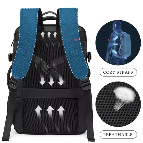 Aesthetic Men Business Backpack School Expandable USB Bag, Large Capacity 17.3 Laptop Waterproof Fashion Travel Backpack