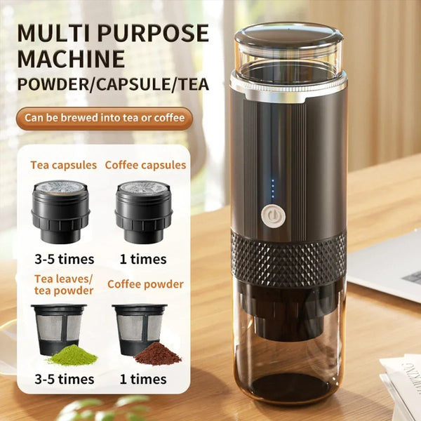 Portable Coffee Maker Electric Capsule Grind Coffee Brewer Is Suitable for Ground Coffee and KCUP Capsule Coffee Capsules