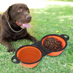 2 in 1 Expandable Silicone Collapsible Dog Bowls Portable Travel Pet Water and Food Dish Foldable Pet Food Water Double Bowl