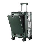 Front Opening Large Capacity Rolling Luggage Case Aluminum Frame ABS+PC Trolley Case Suitcase USB Charging Boarding Case